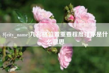 大庆九宫格位置重要程度排序是什么意思