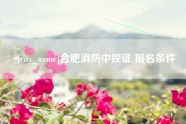 大庆合肥消防中控证 报名条件